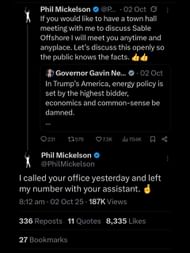 Screenshot from Mickelson's X post on Newsom / Source: @PhilMickelson on X